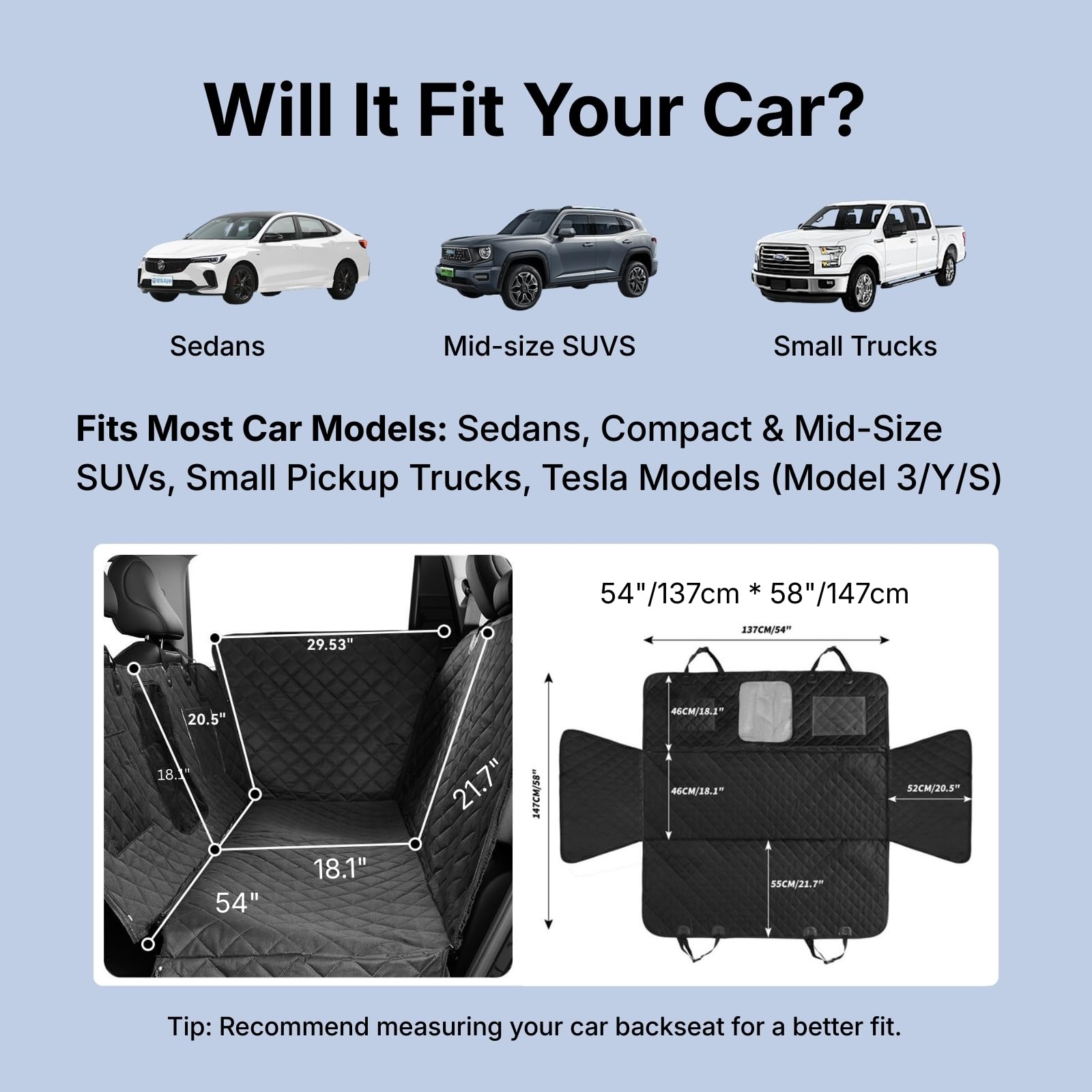 pawander dog car seat cover suited for SUVs and sedans for versatile use