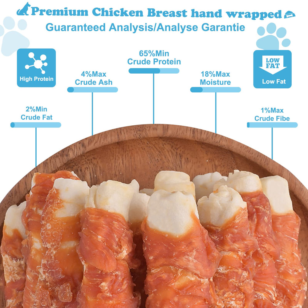 Pawant chicken-wrapped rawhide roll dog chew ready for long-lasting chews that may support dental hygiene
