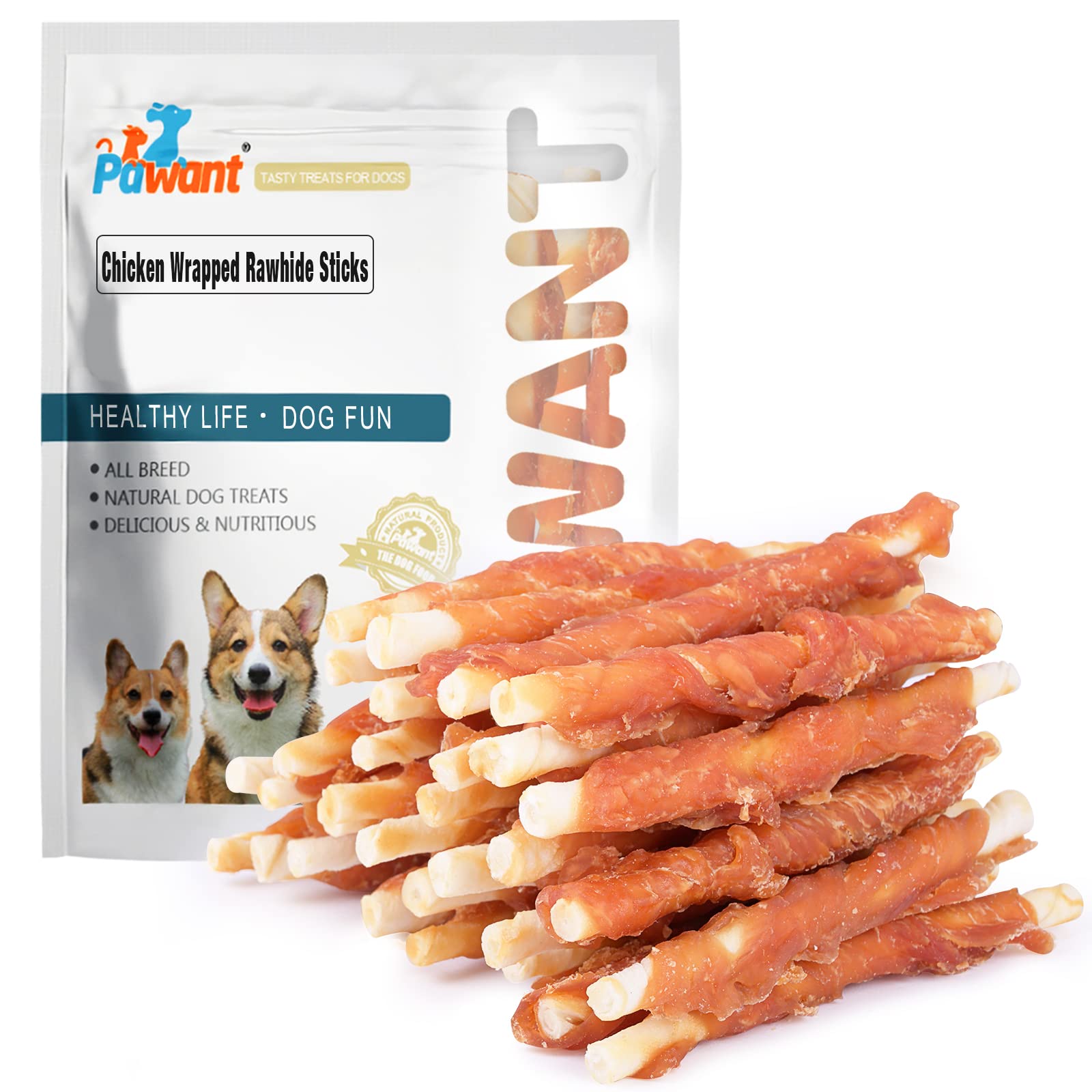 Pawant Dog Chews chicken wrapped rawhide reward to boost training focus