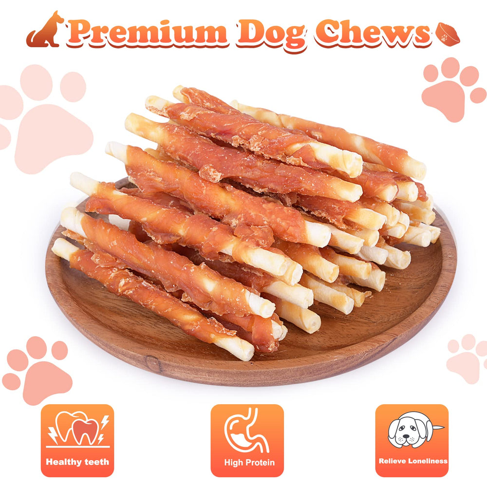 Pawant dental chew chicken wrapped rawhide supports chewing and plaque management