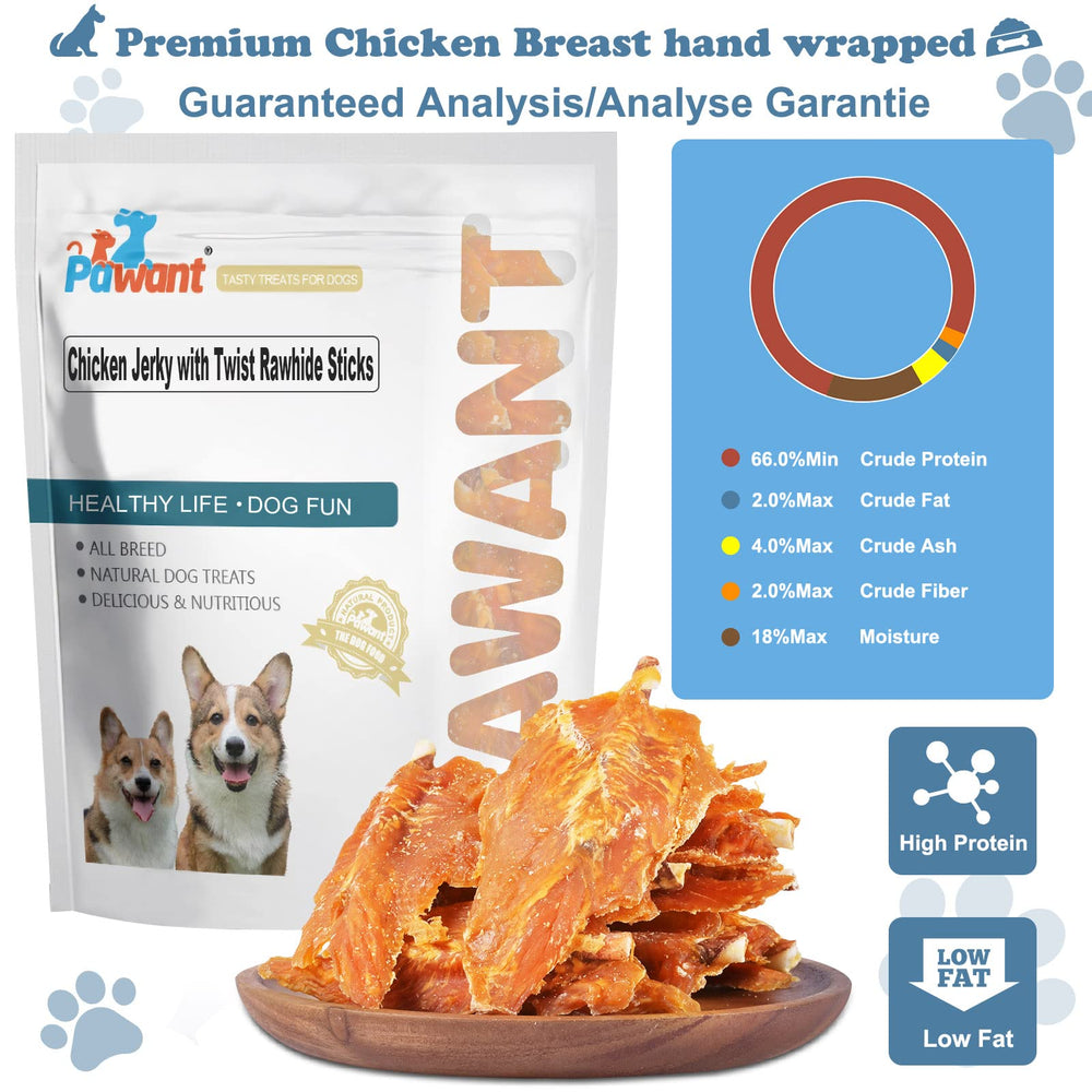 Pawant transparent ingredients list featuring chicken and rawhide