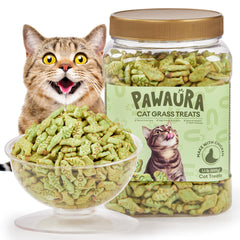 Pawaura hairball control cat treats with chicken and catnip.