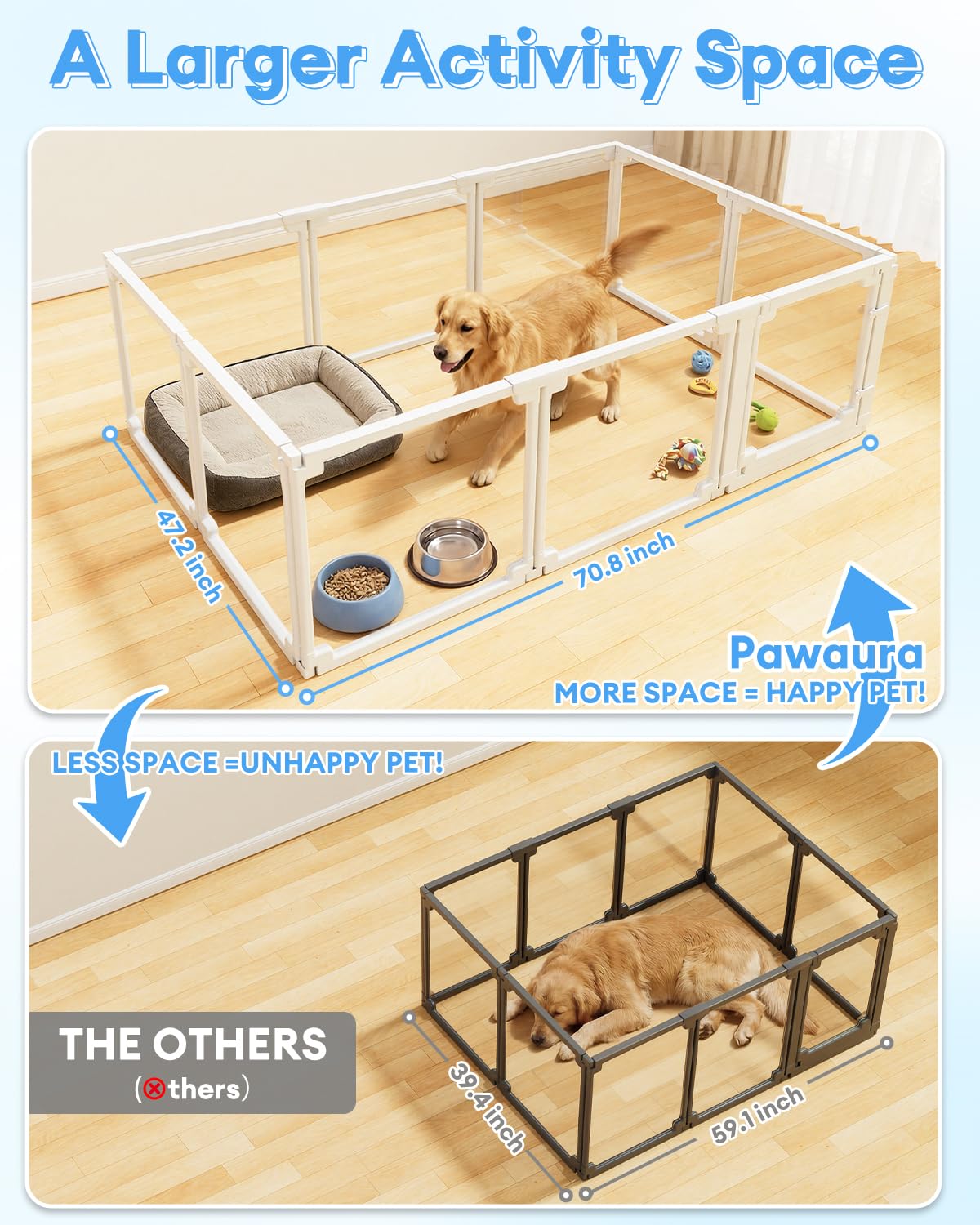 Pawaura Multi-purpose play yard supports play, training, and a cozy relaxation zone.