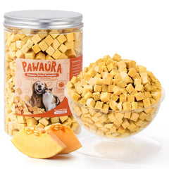Pawaura pumpkin treats for dogs and cats—organic single-ingredient snack with natural fiber.