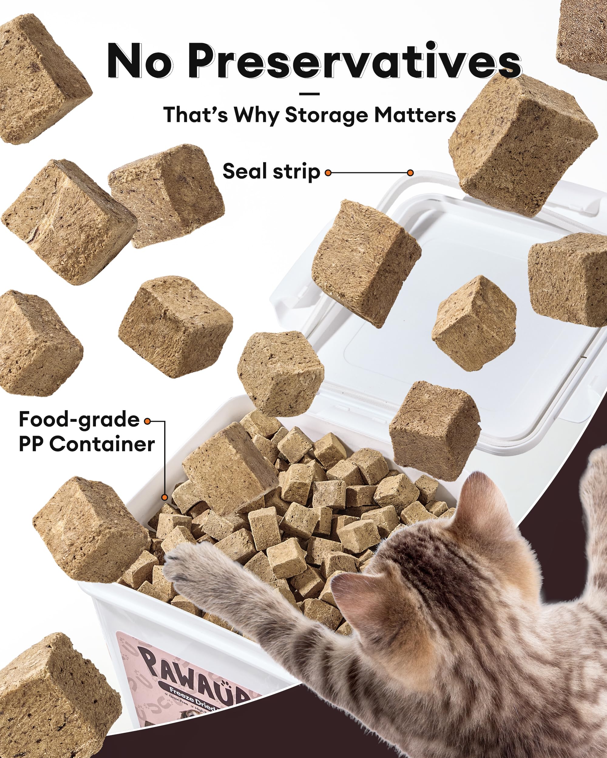 Pawaura freeze-dried liver in sealed tub preserves nutrients and flavor.