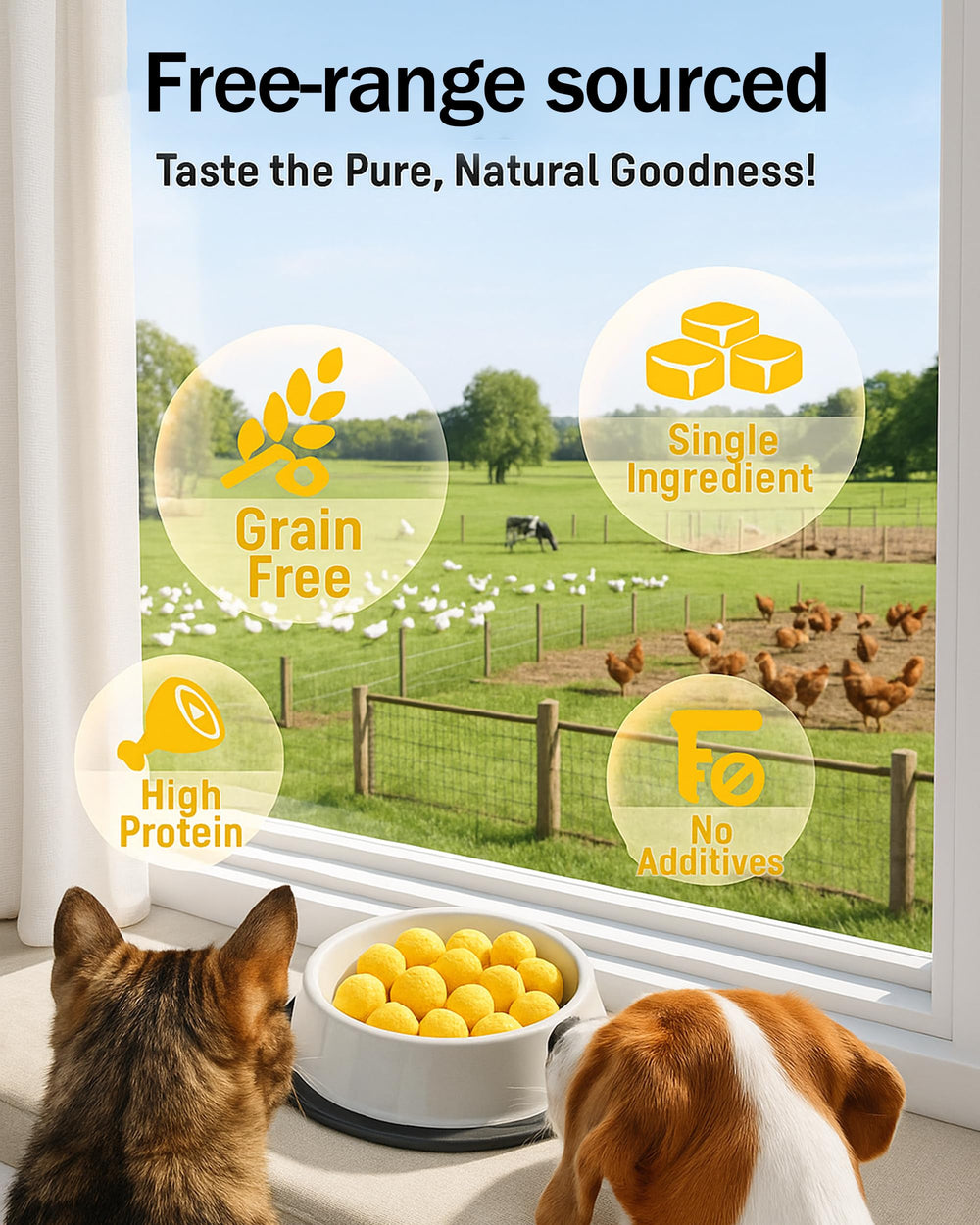 Pawaura single-ingredient treats closeup highlighting clean ingredient profile for pets.