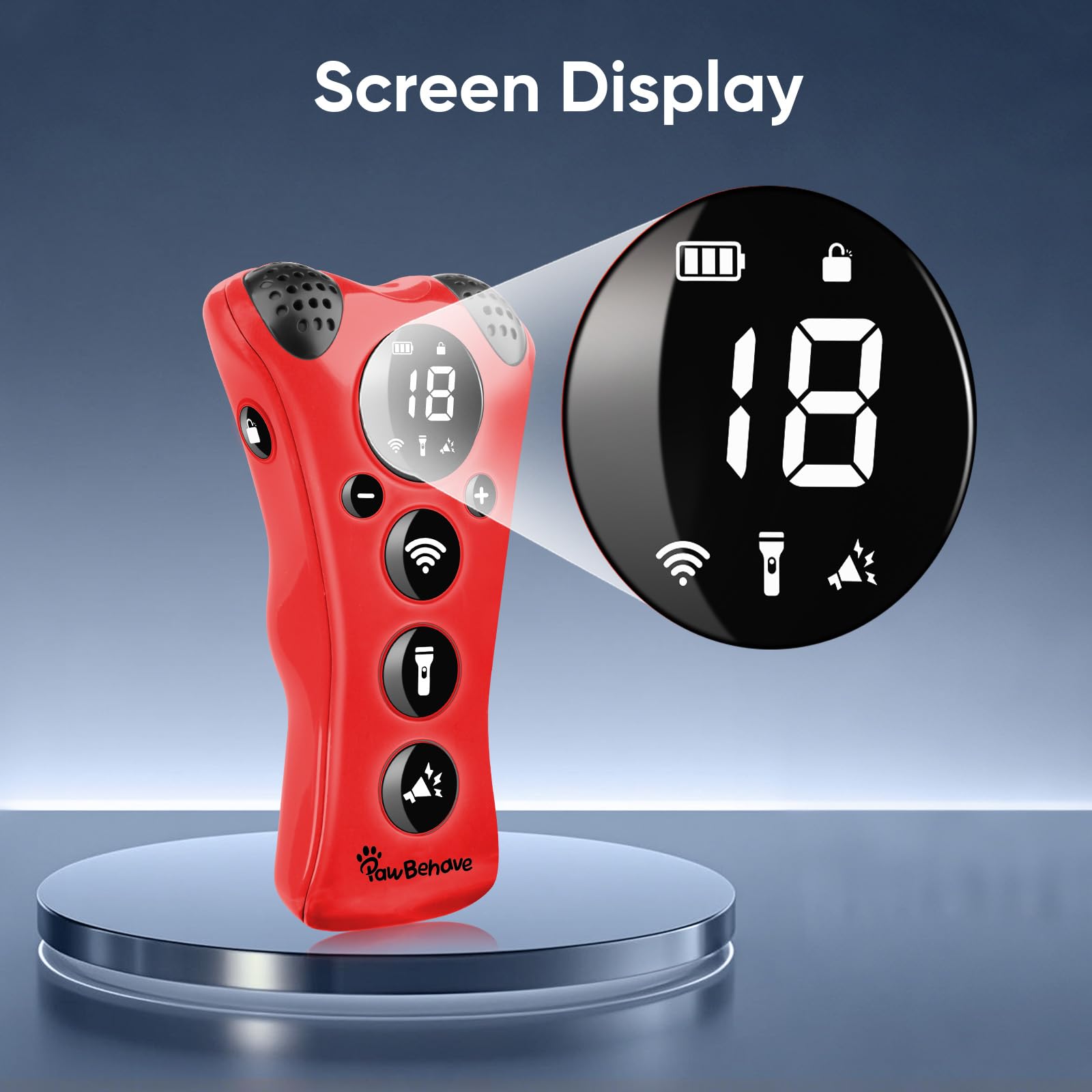 PawBehave device with 18 whistle sounds for versatile cues