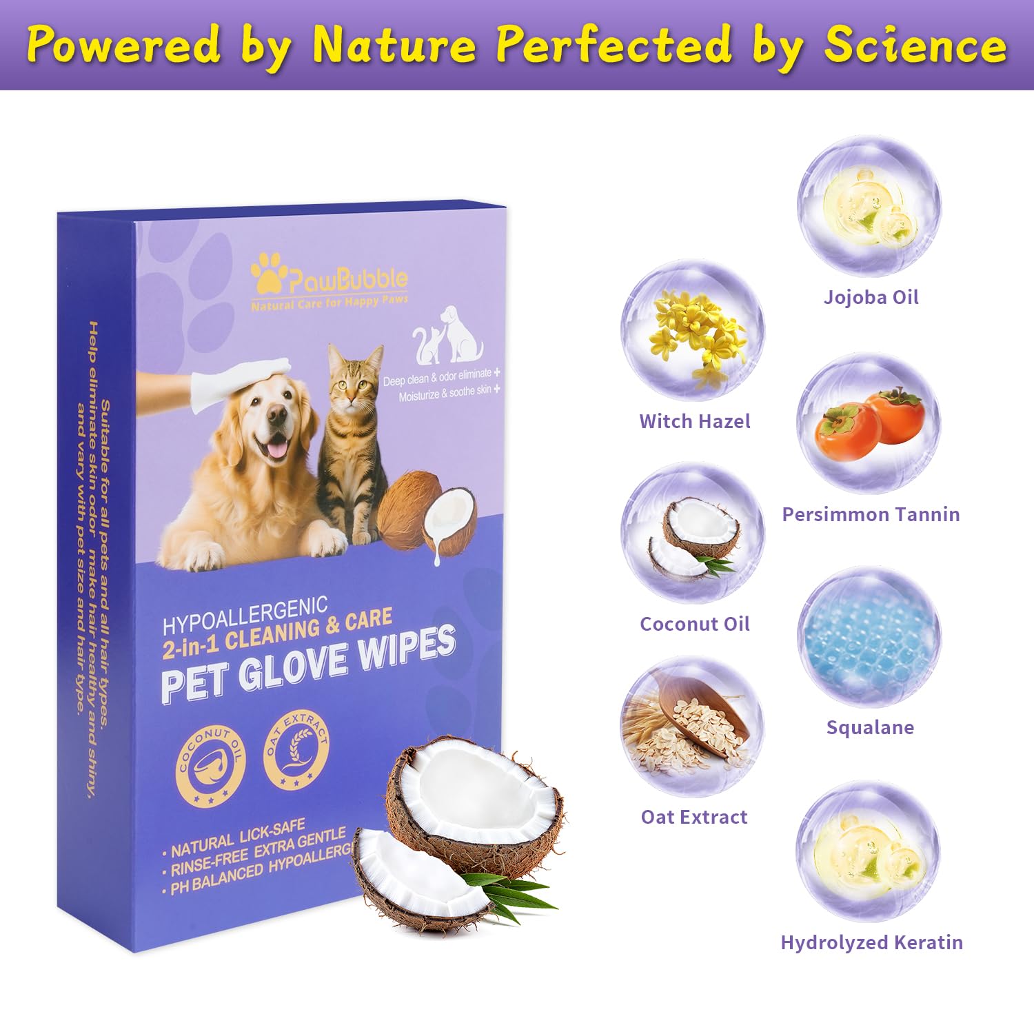 Cat-friendly wipes for delicate areas with fragrance-free, alcohol-free formula