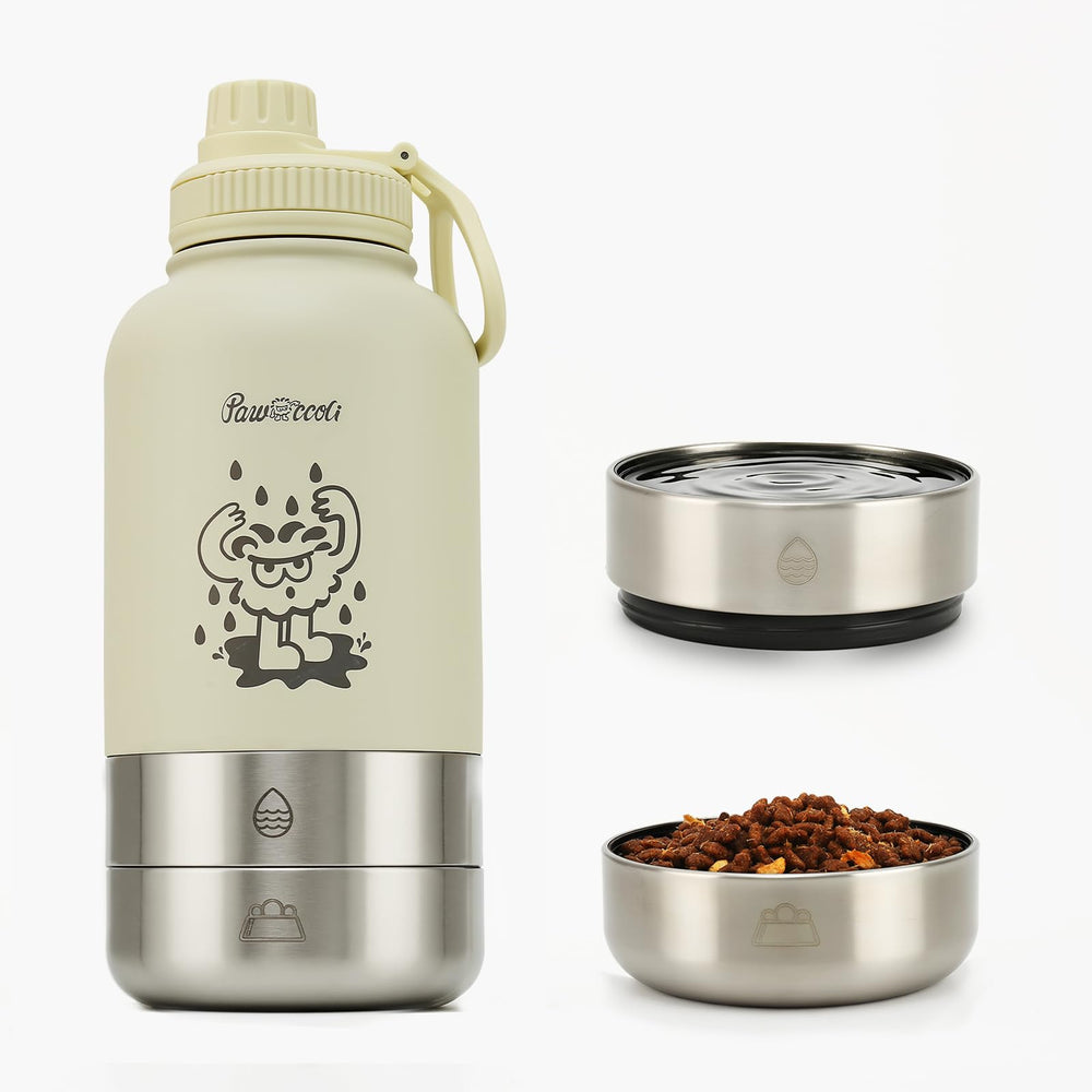 Pawccoli 34oz dog water bottle for on-the-go hydration.