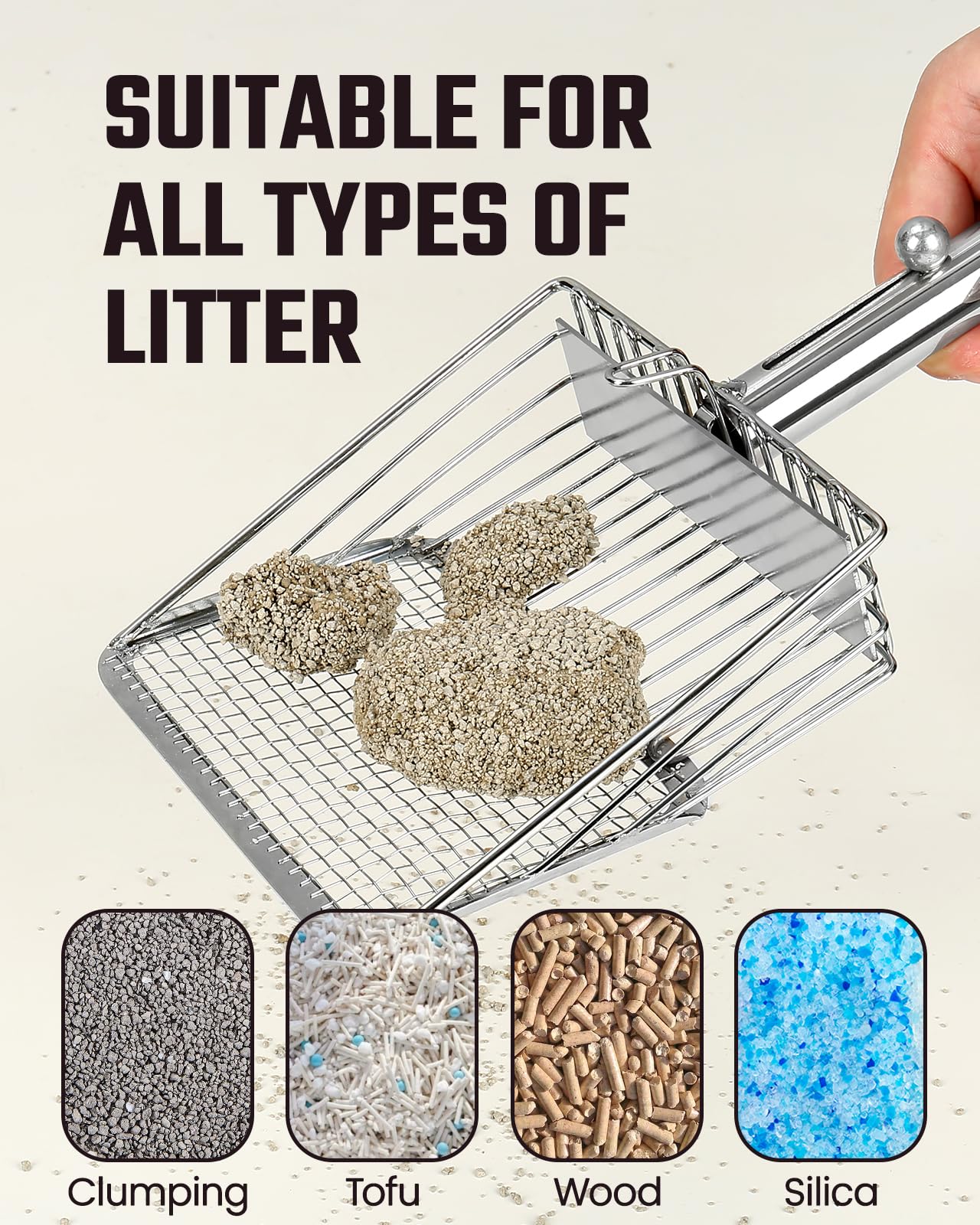 Pawccoli heavy-duty metal scoop with ergonomic grip for durable use.