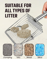 Pawccoli heavy-duty metal scoop with ergonomic grip for durable use.