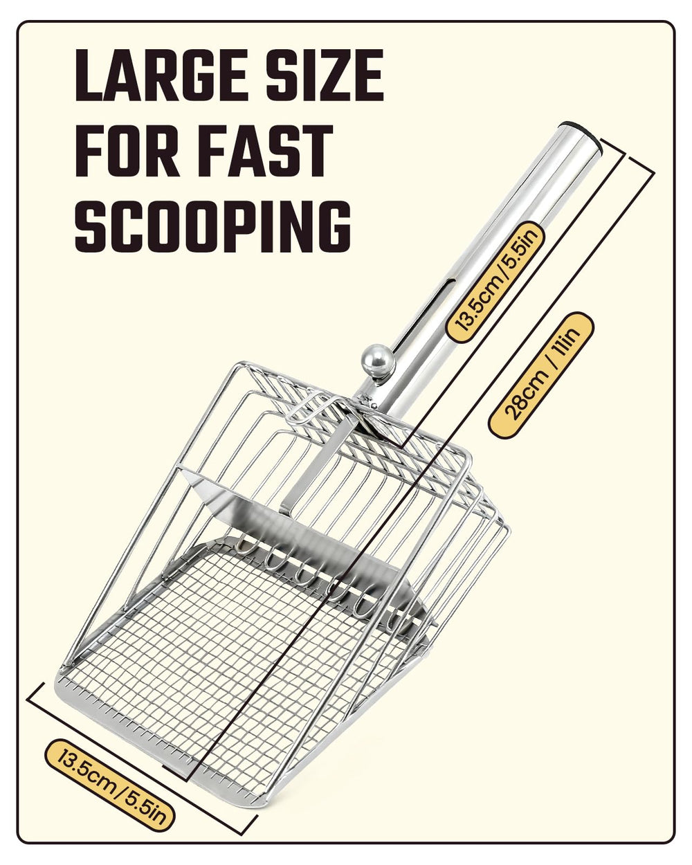 Pawccoli extra-large scoop suits multi-cat households for quick cleanup.