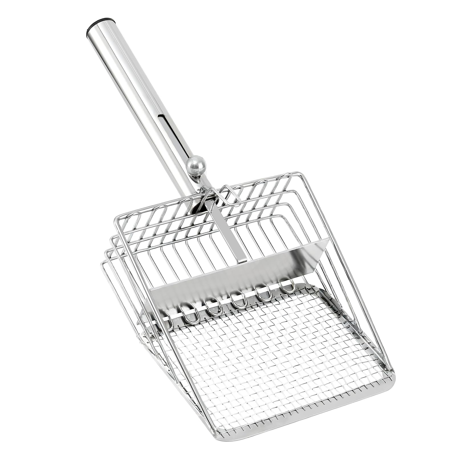 Pawccoli stainless steel litter scoop in large size for quick, thorough cleaning.