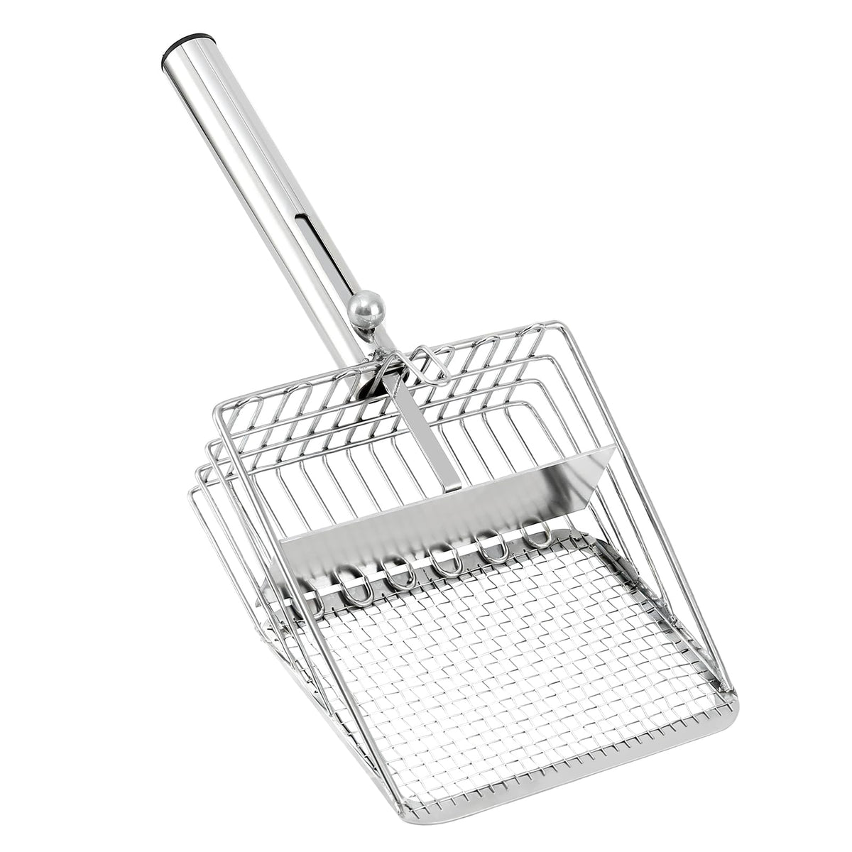 Pawccoli stainless steel litter scoop in large size for quick, thorough cleaning.