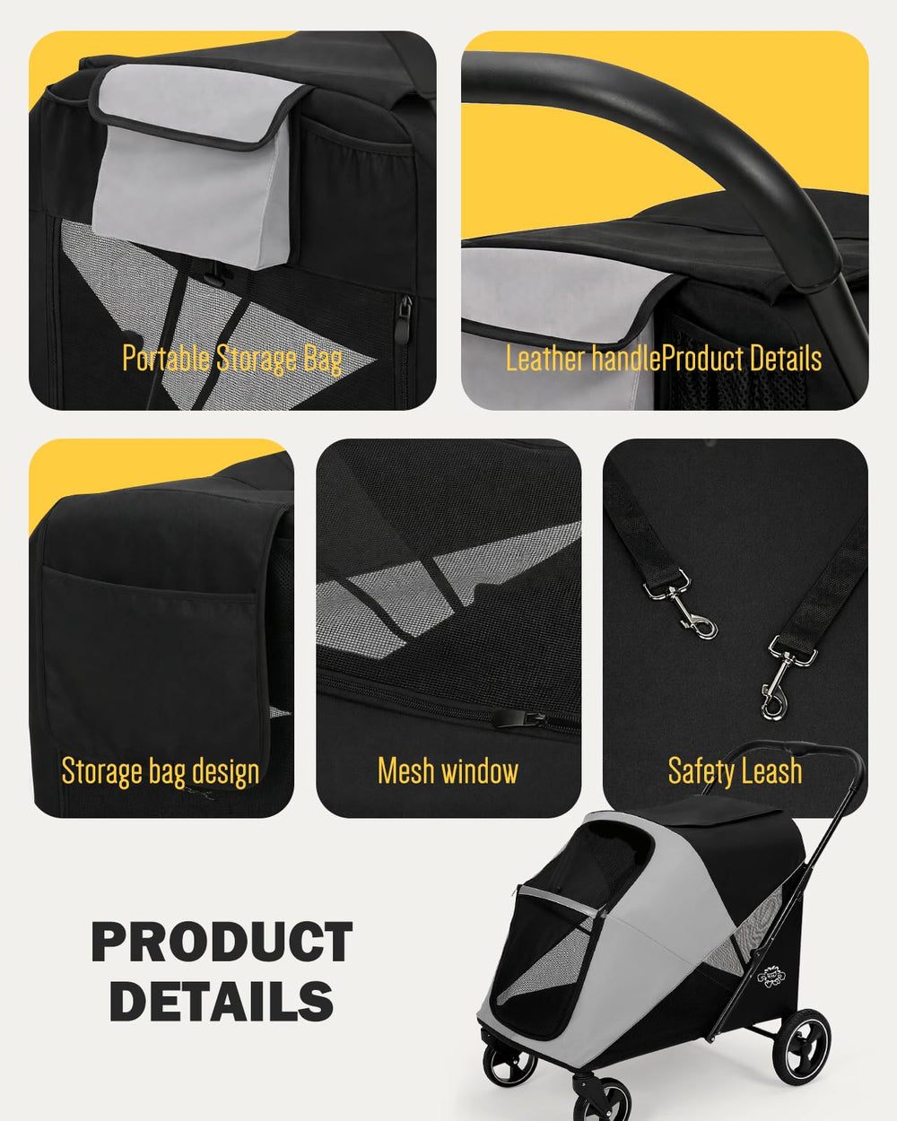 Pawccoli dog stroller breathable cabin keeps pets comfortable on walks.