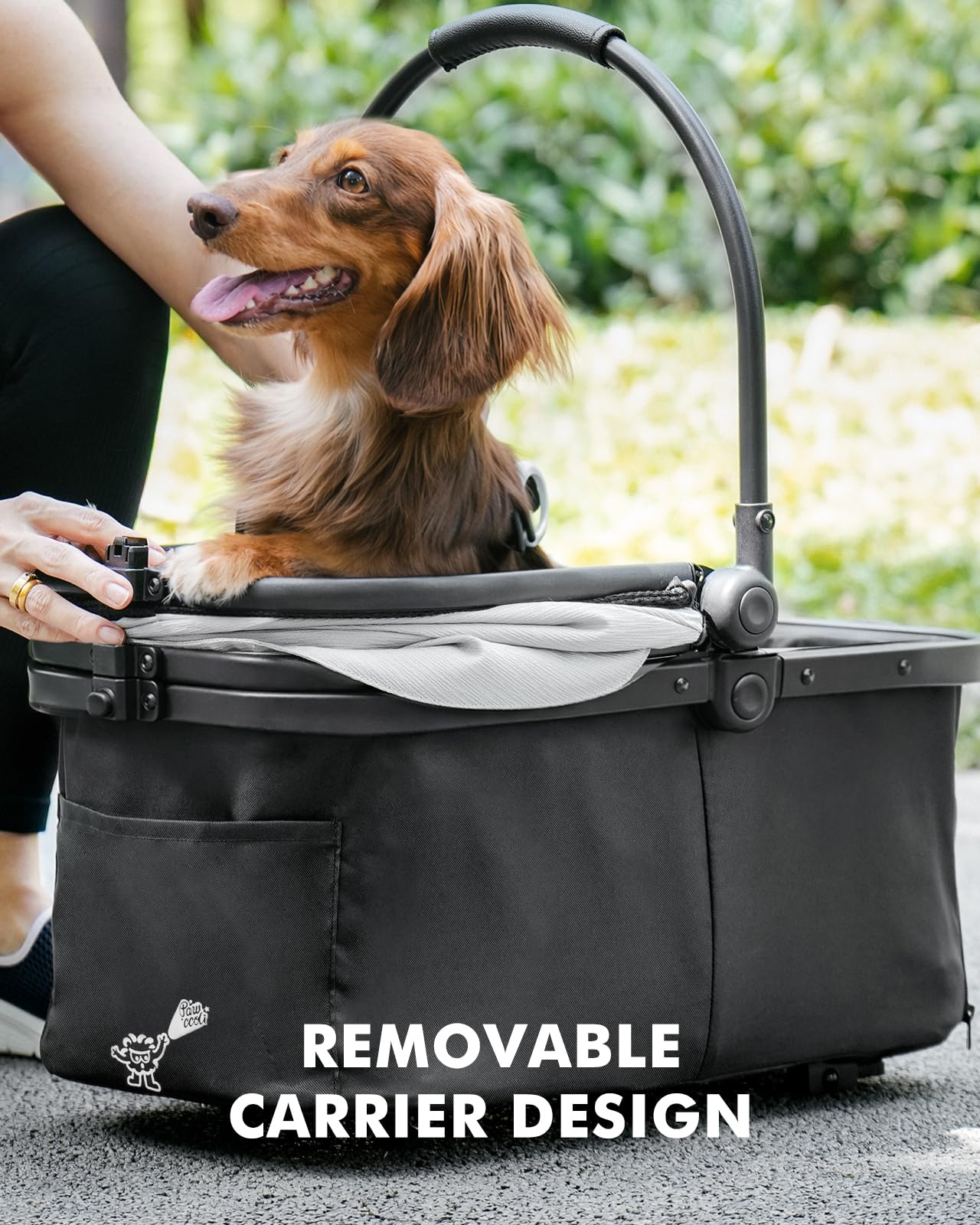 Pawccoli pet stroller frame ensures sturdy stability for small pets during travel