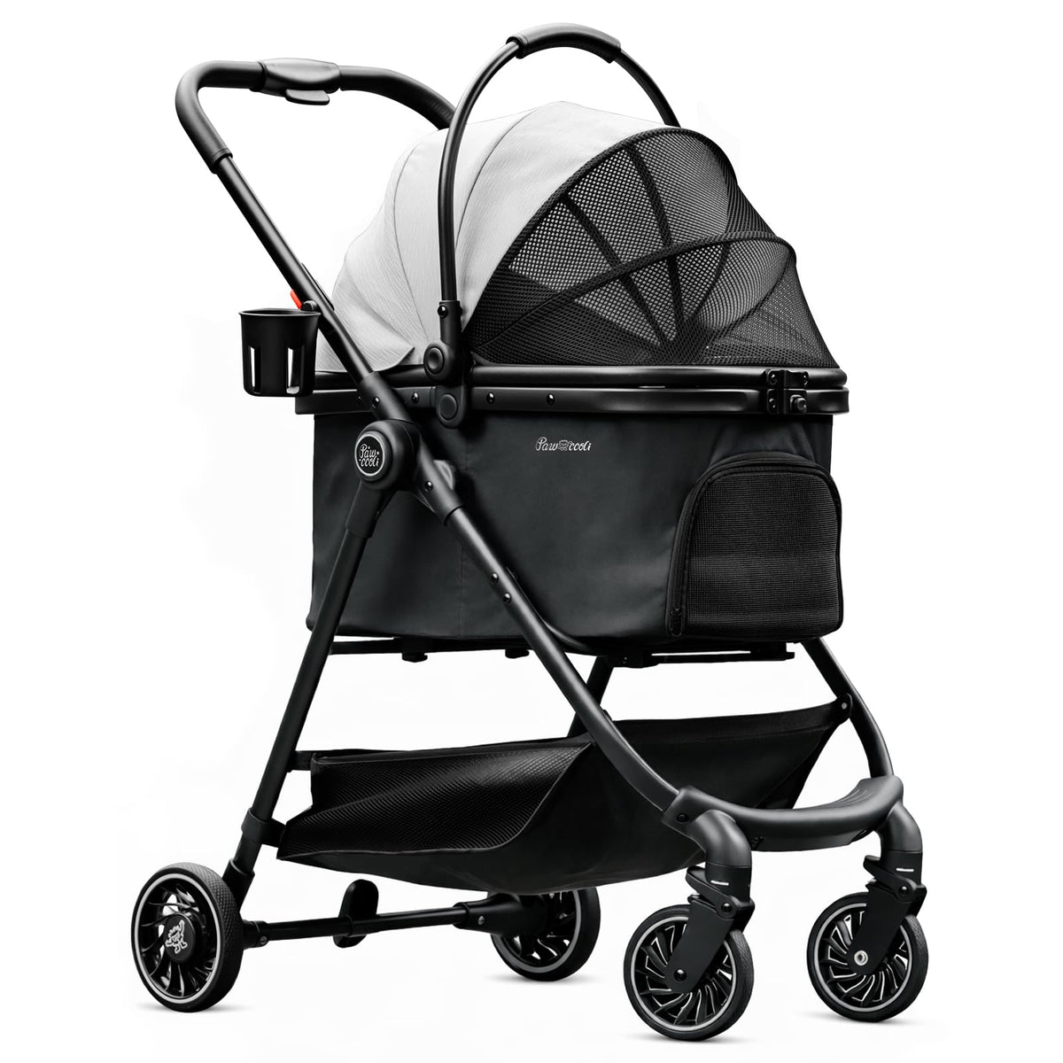 Pawccoli pet stroller handle ergonomic grip for easy maneuvering