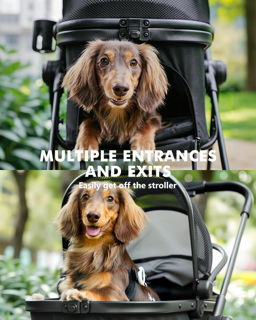 Pawccoli pet stroller wheels provide smooth 360-degree steering on sidewalks and trails