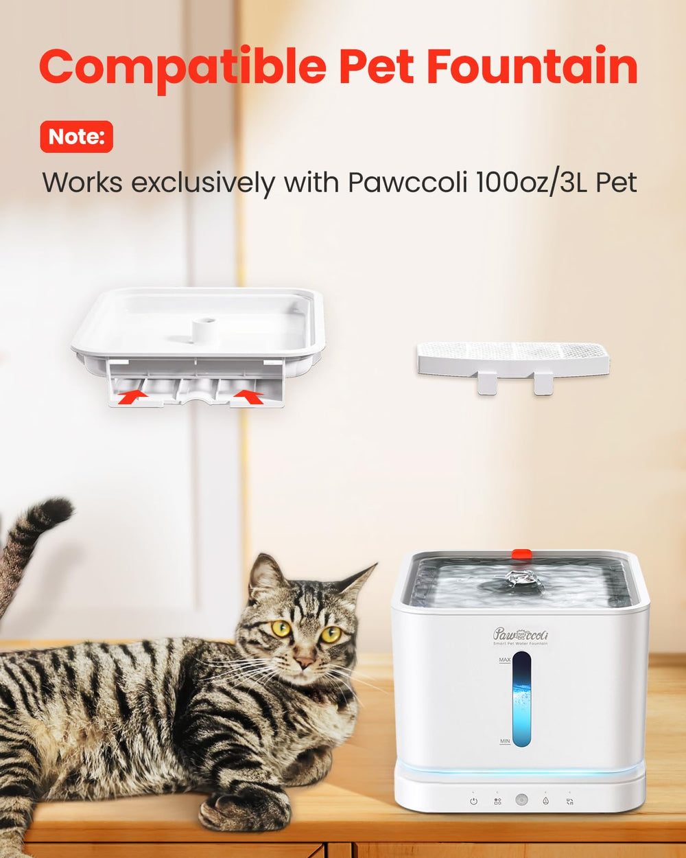 Soak the Pawccoli filter for five minutes before installation.
