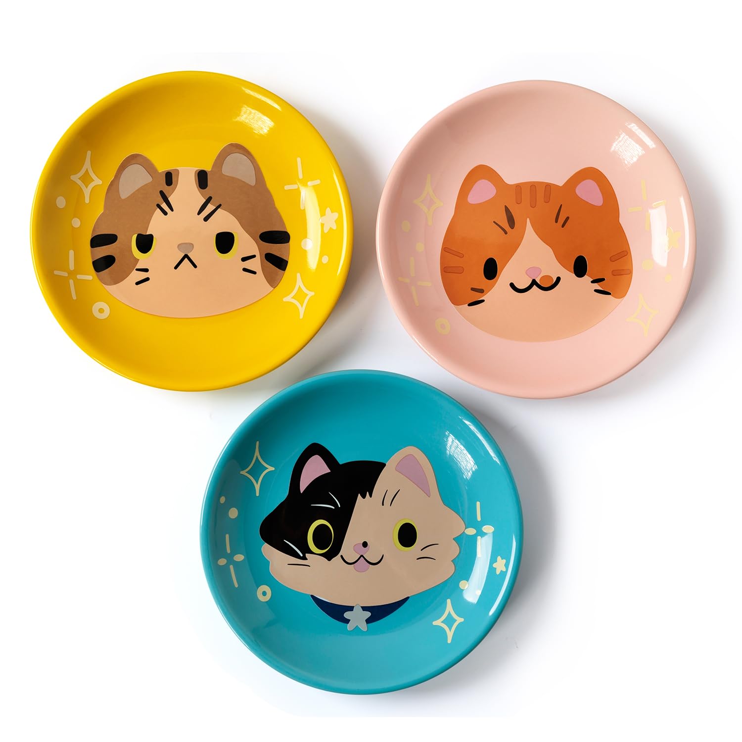 Pawdoer ceramic shallow cat dish with 6-inch opening for whisker-friendly meals.