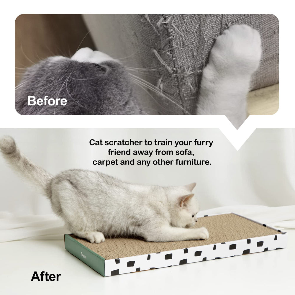 PAWSFANS durable corrugated scratch board designed to withstand energetic scratching.