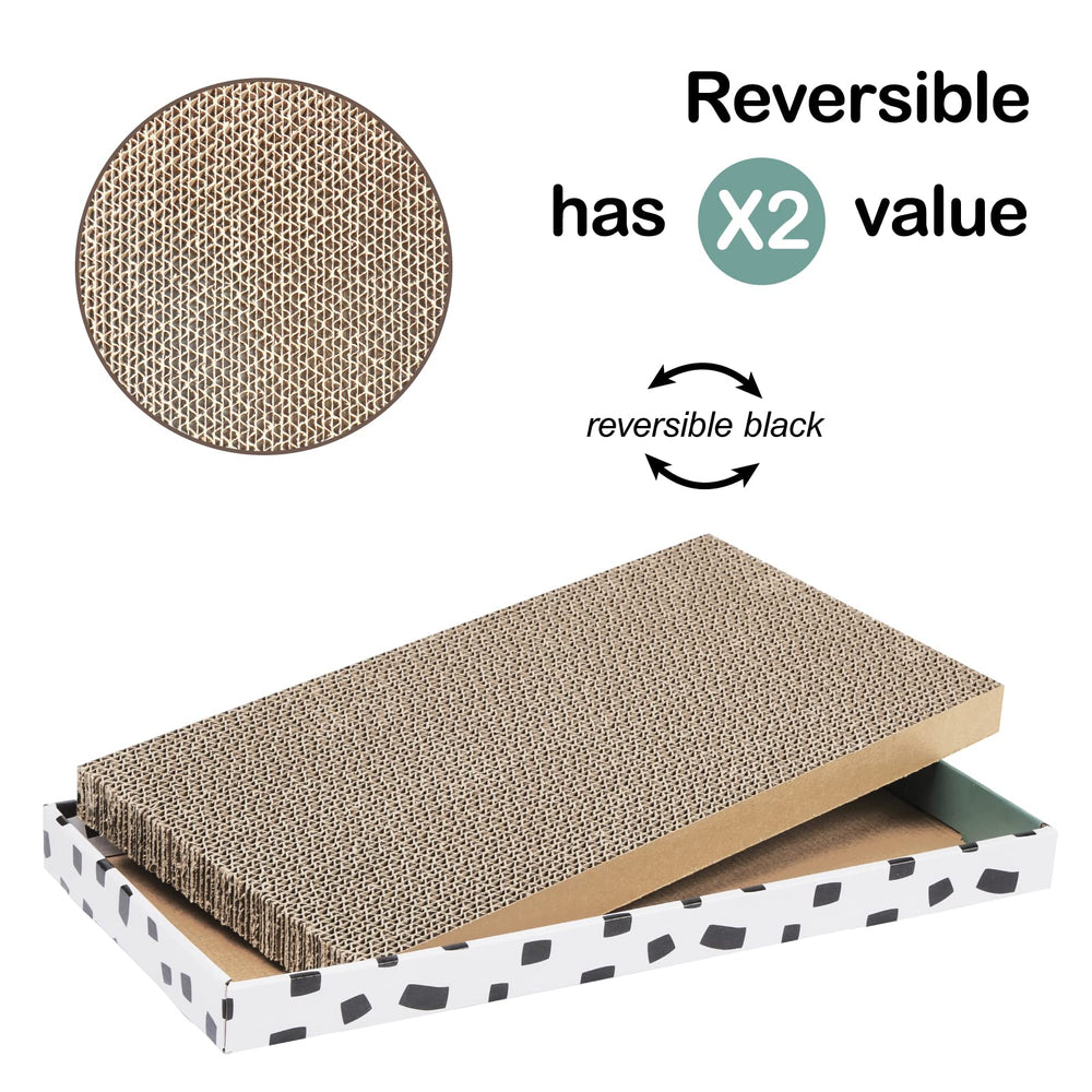 PAWSFANS reversible scratch pad set offers twice the lifespan for cats.