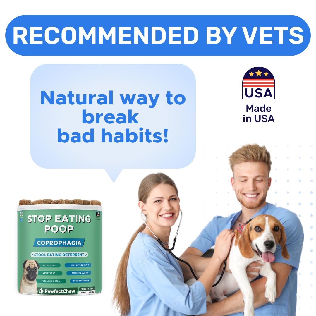PAWFECTCHEW No Poo Chews happy dog with owner demonstrates improved routine and bite-free days.