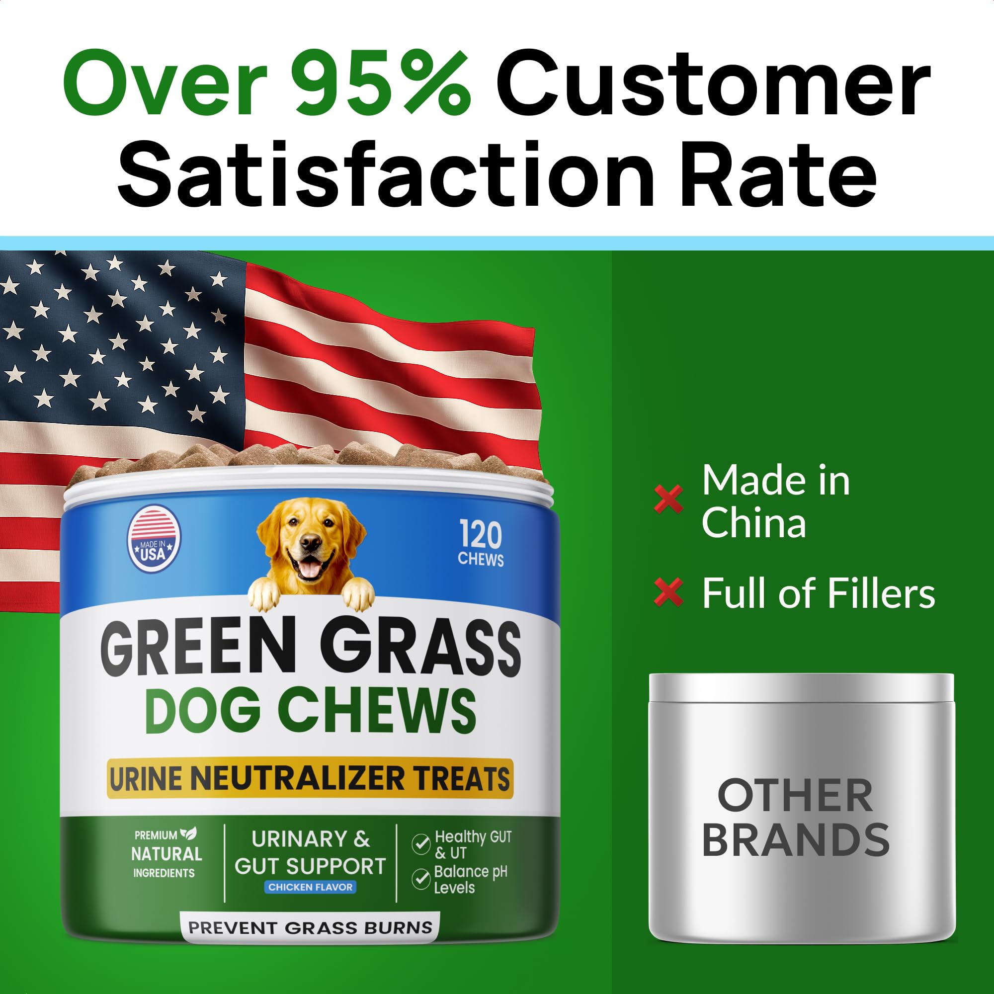 PAWFECTCHEW outdoor lawn before-after image shows healthier grass