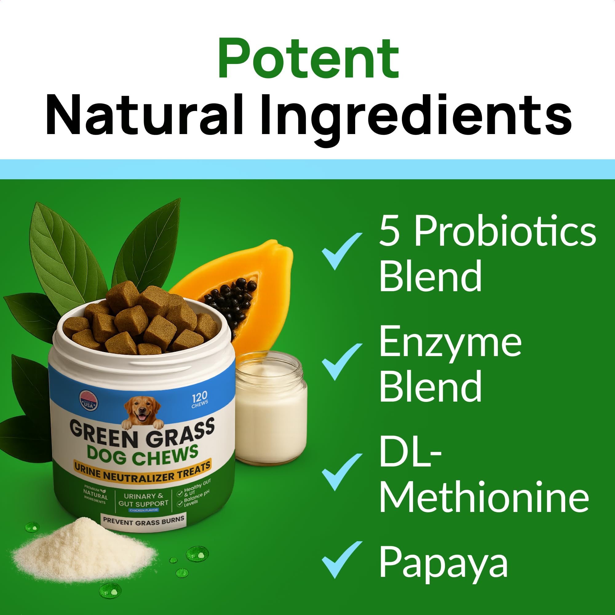 PAWFECTCHEW urine neutralizer dog biscuit pack demonstrates lawn protection potential