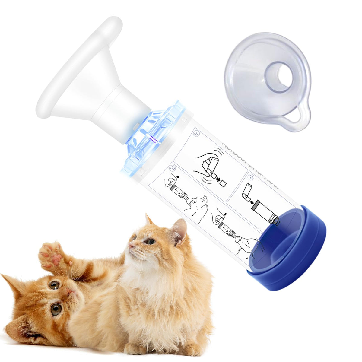 PAWFECTJEE Cat Spacer blue chamber for gentle at-home respiratory care.