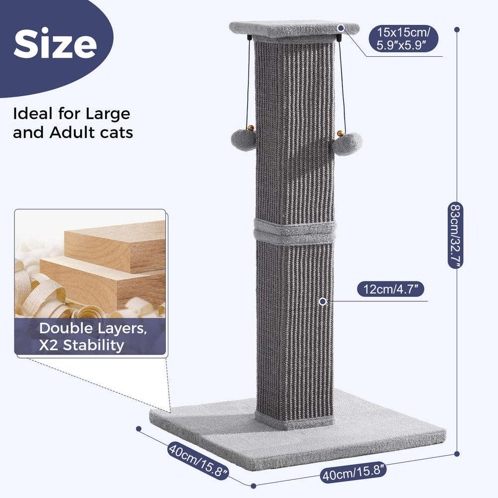 Pawfessor 33-inch cat scratcher height enables full-body stretches with every session.