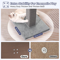 Pawfessor cat tower includes two removable dangling balls for interactive play.