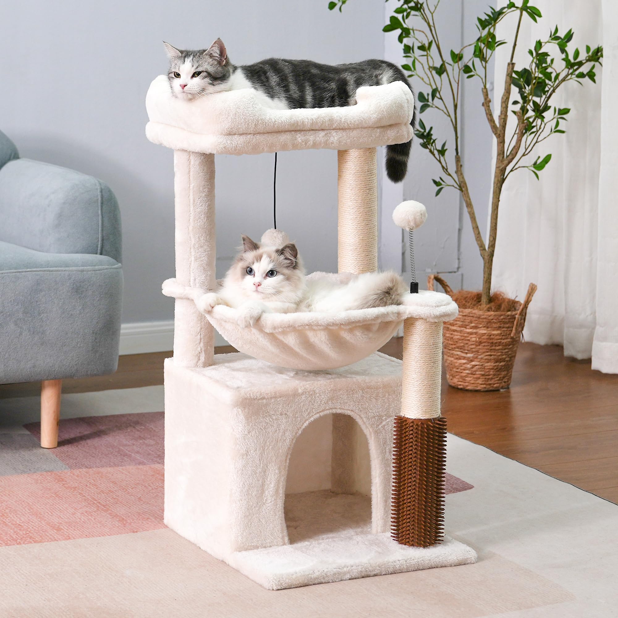 Pawfessor cat tree 32in beige easy assembly with tools and guide.