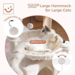 Pawfessor cat tree 32in beige large hammock provides a cozy resting space.