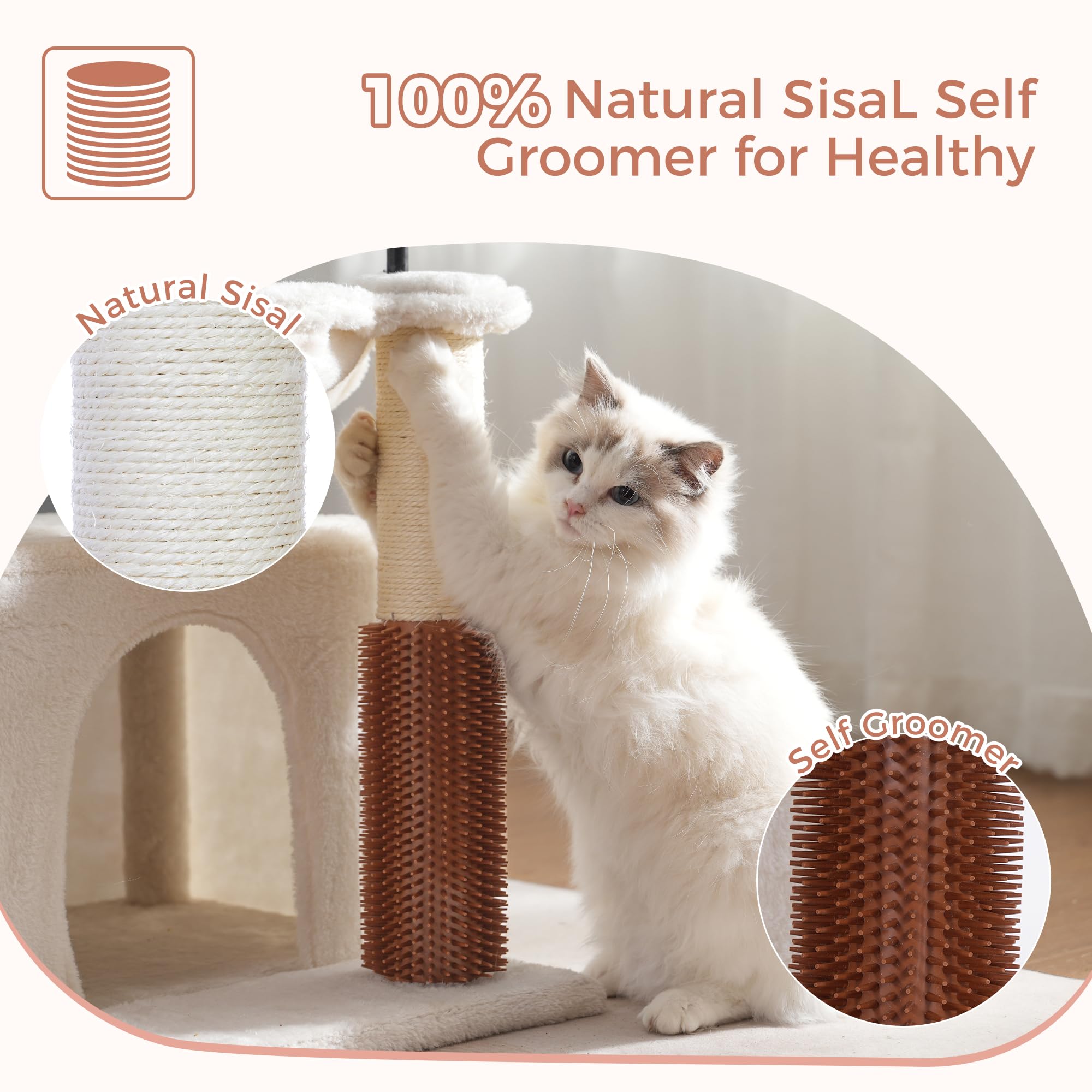 Pawfessor cat tree 32in beige removable top perch offers an elevated view.