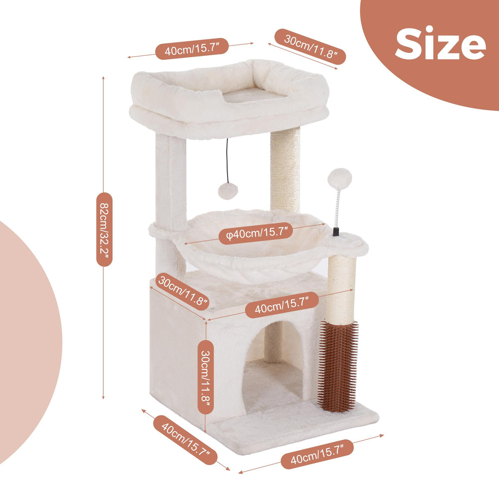Pawfessor cat tree 32in beige round metal frame boosts stability during play.