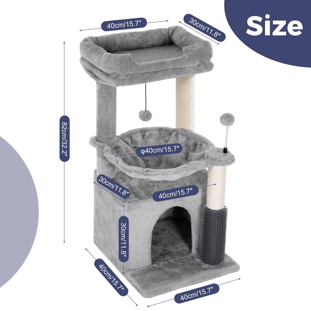 Pawfessor cat tree condo: safe hideaway ideal for naps and play.