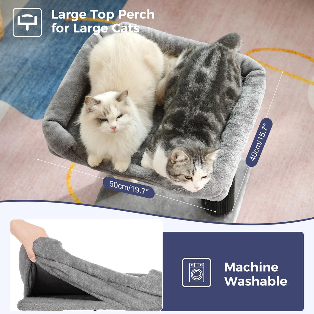 Pawfessor cat tree tower self-groomer delivers gentle massages to remove loose fur.