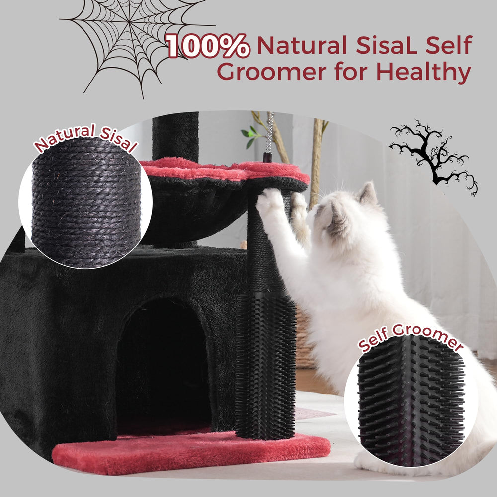 Pawfessor Gothic Cat Tree large hammock 15-7in emphasizes cozy resting spots for lounging cats.