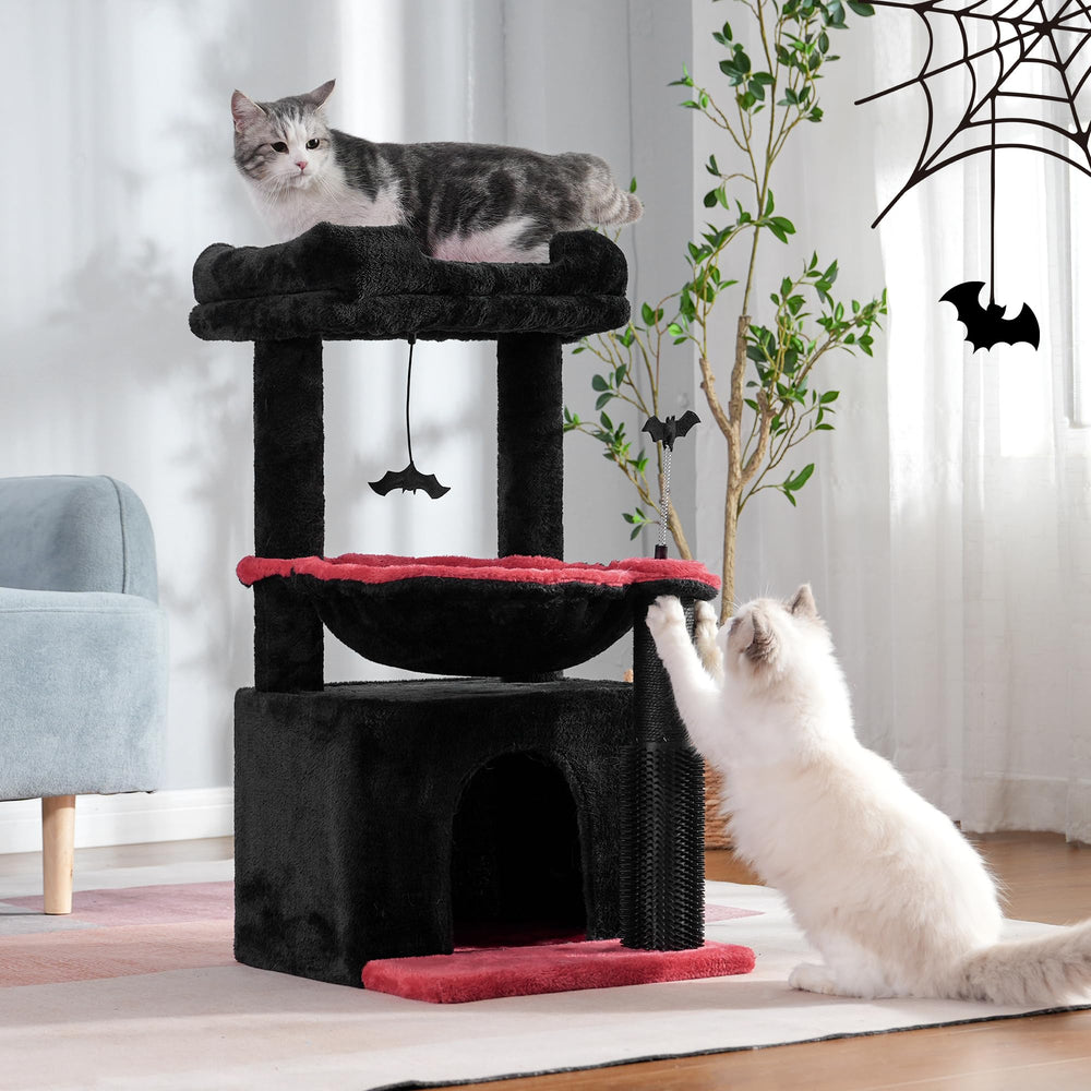 Pawfessor Gothic Cat Tree round metal frame adds stability and safety during play.