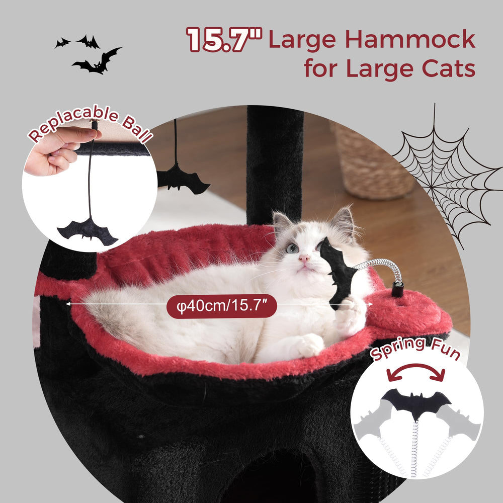 Pawfessor Gothic Cat Tree scratching post highlights natural sisal for healthy claw activity.