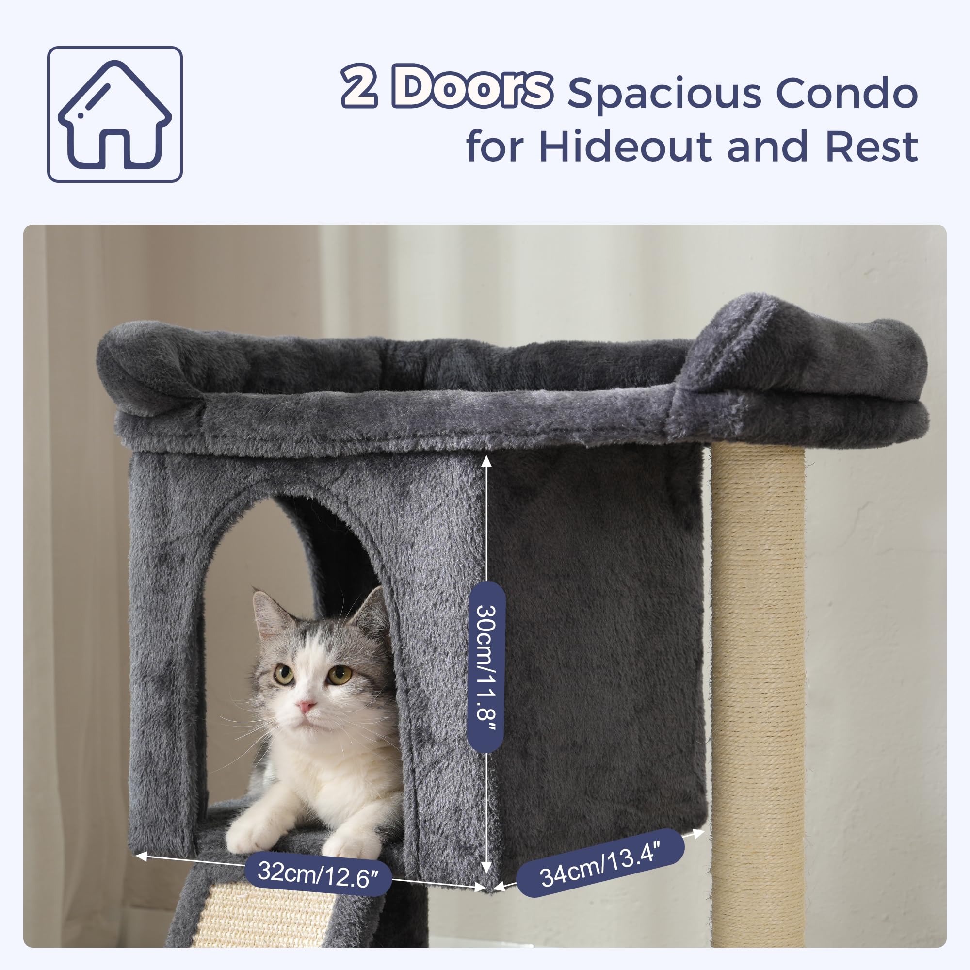 Pawfessor ramp provides gentle stairs to the upper perch for easy access.