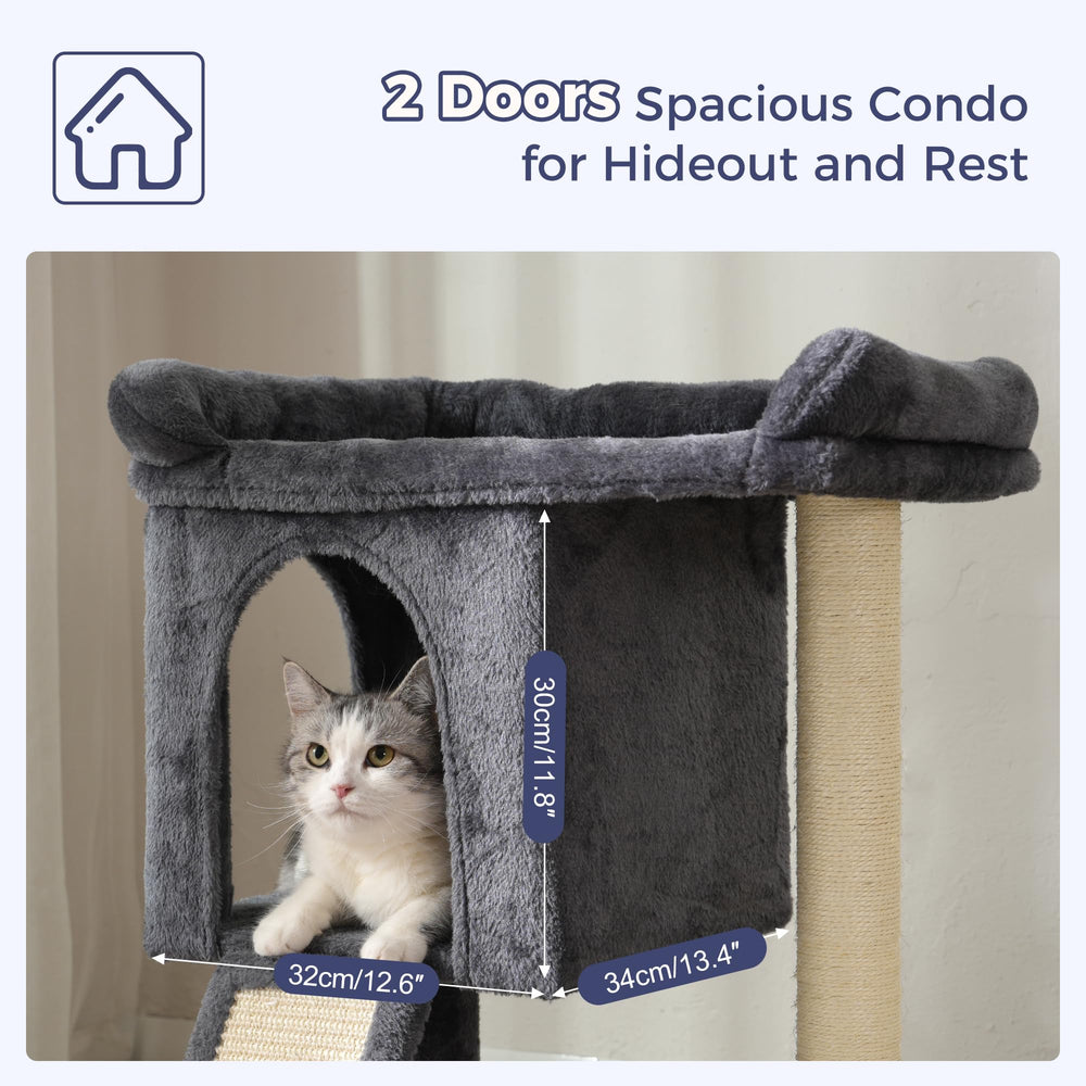 Pawfessor ramp provides gentle stairs to the upper perch for easy access.