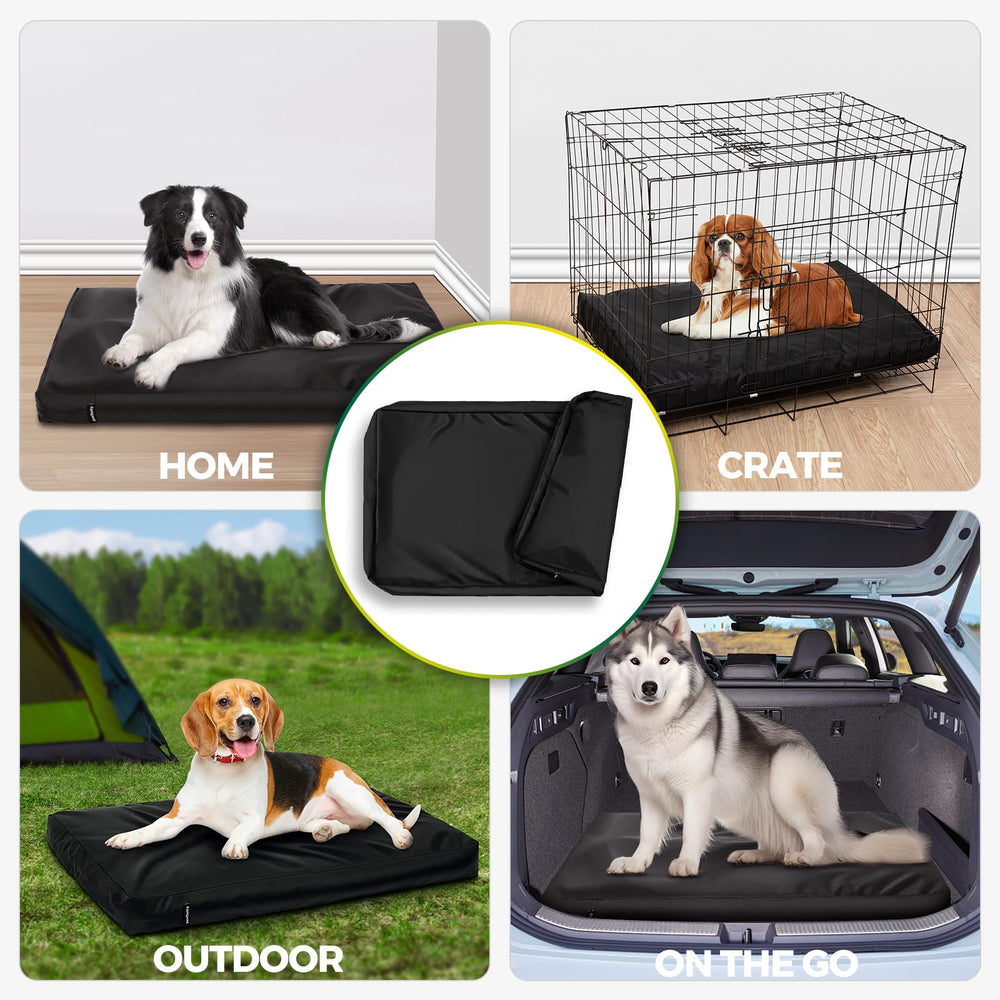 PAWFINITY waterproof dog bed cover black color blends with modern homes.
