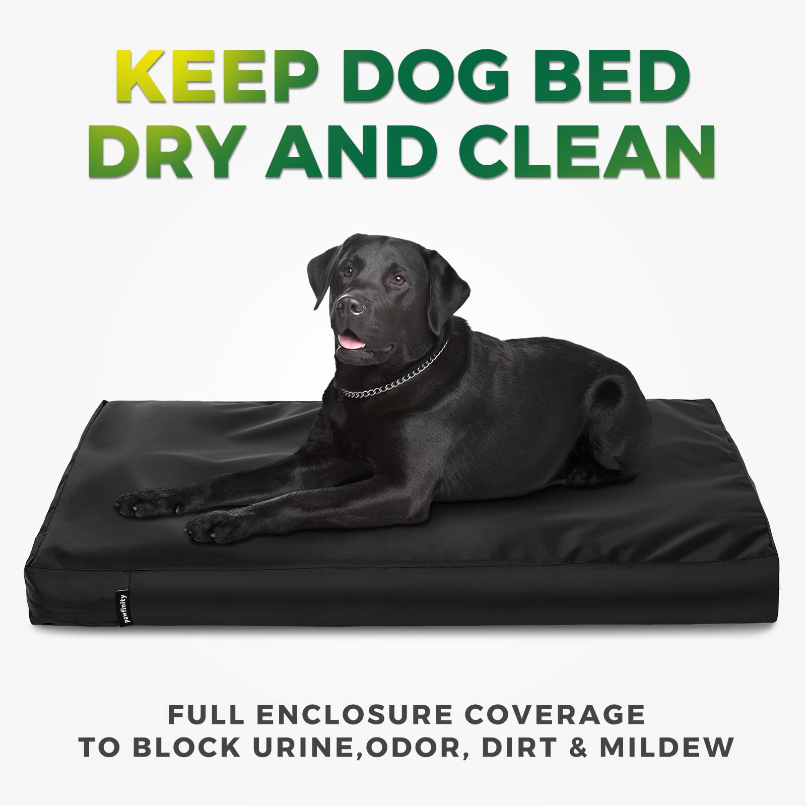 PAWFINITY waterproof dog bed cover easy-clean surface simplifies mess removal.