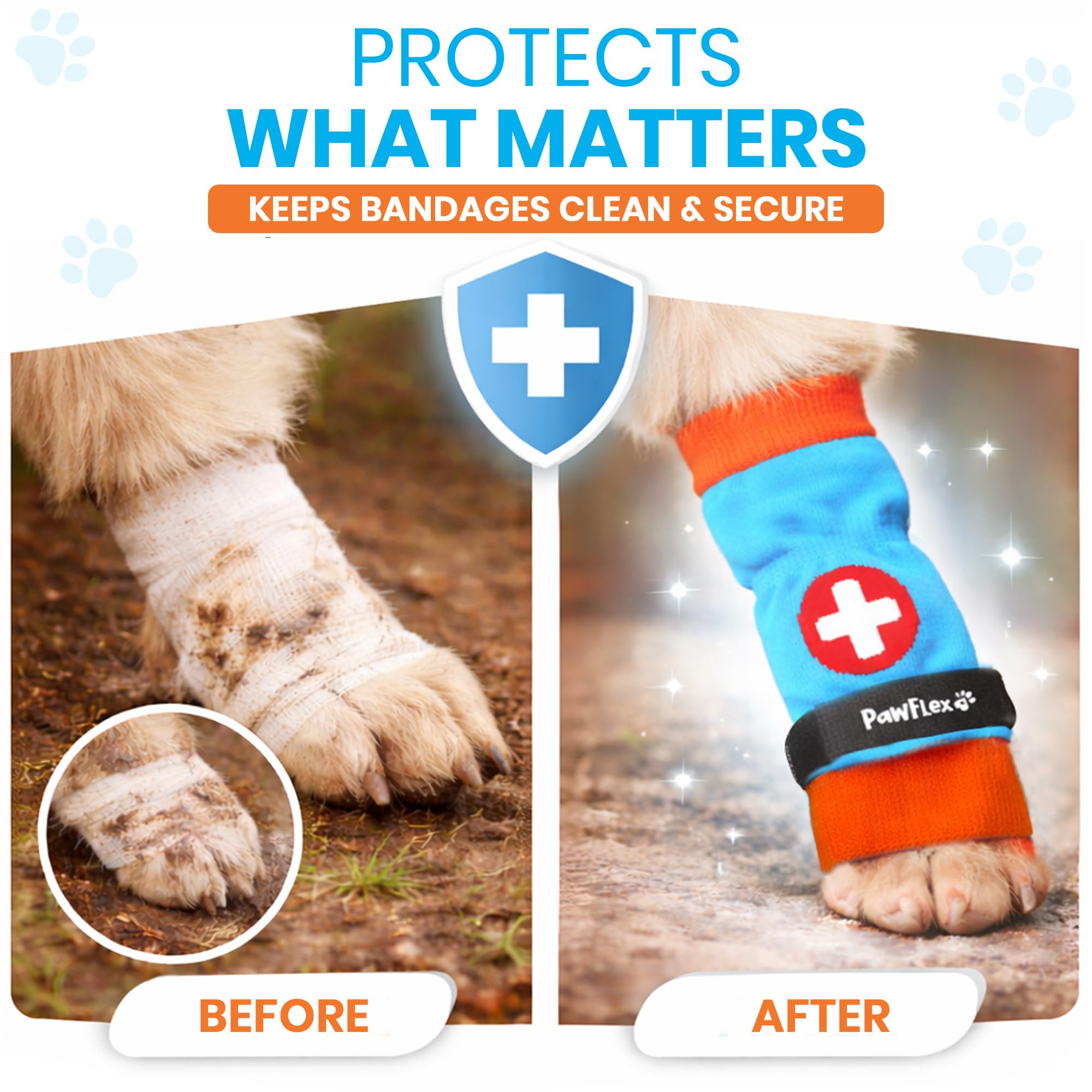 PawFlex Comfy Pawz soft stretchy cotton fabric on a paw