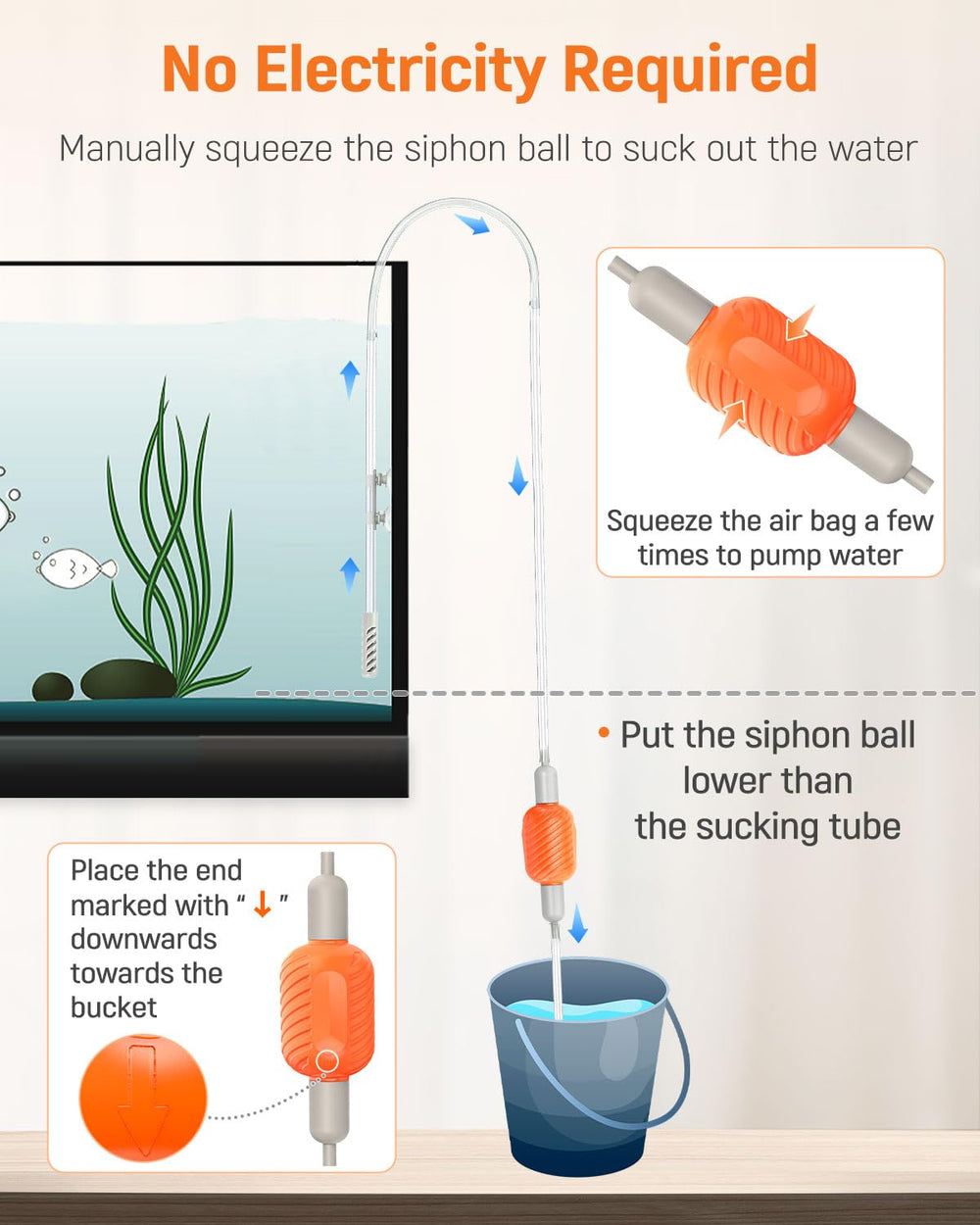 Pawfly 10 gallon siphon water changer in action for draining tanks.