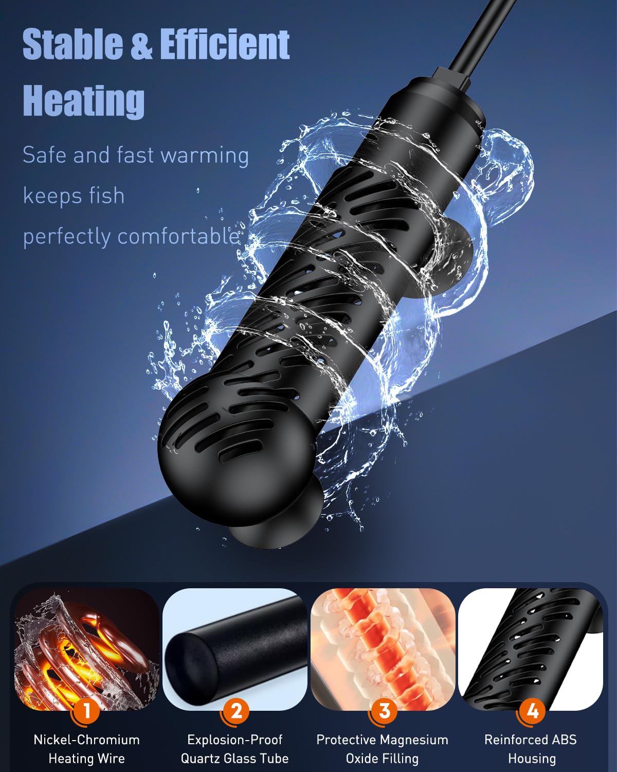 Pawfly 50W submersible heater showcasing the digital display and controls.
