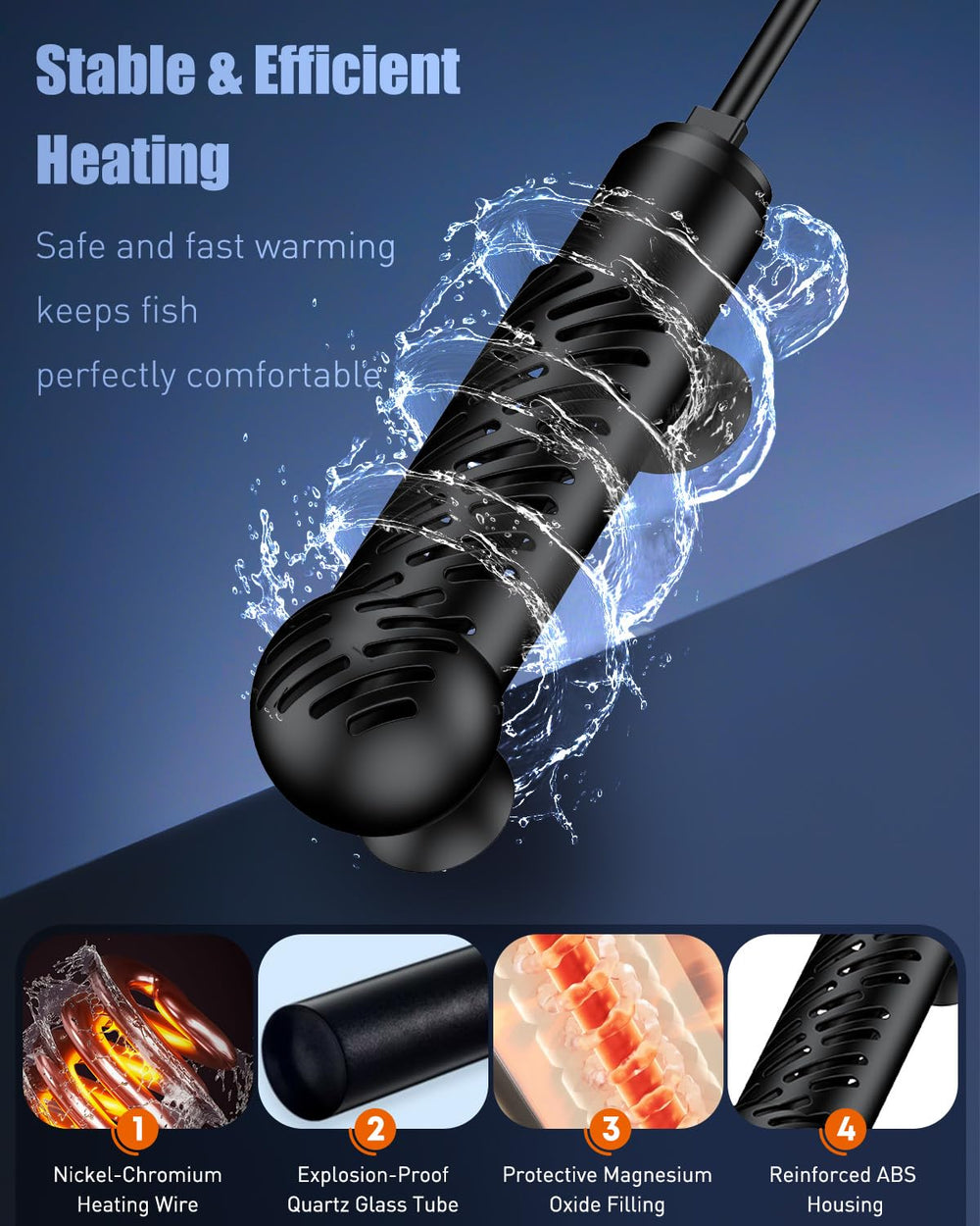 Pawfly 50W submersible heater showcasing the digital display and controls.