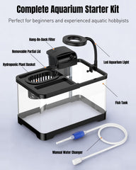 Pawfly 65 GPH filter back view, clear water with bio sponge.